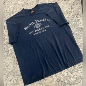 Harley Davidson Shirt Mens 2XL Blue Graphic Short Sleeve Motorcycle Biker 2 Side
